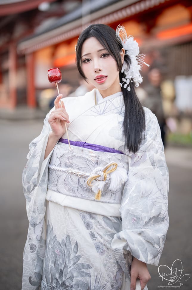 雨波_HaneAme – NO.303 Original 2024 New year Silver Kimono（银钿和服 – 2024新年）[33P-86M]预览图 2