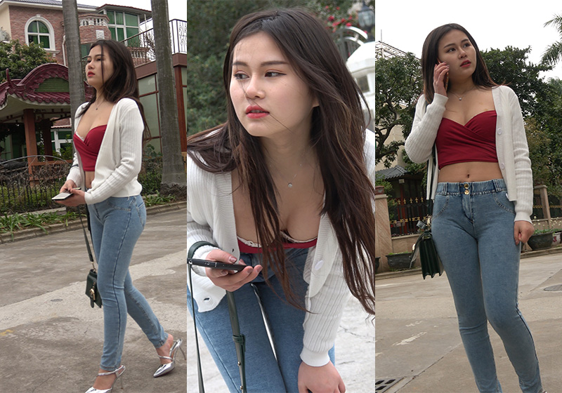 [街拍]蓝色紧身牛仔翘臀美胸美女[6V/5.17G]