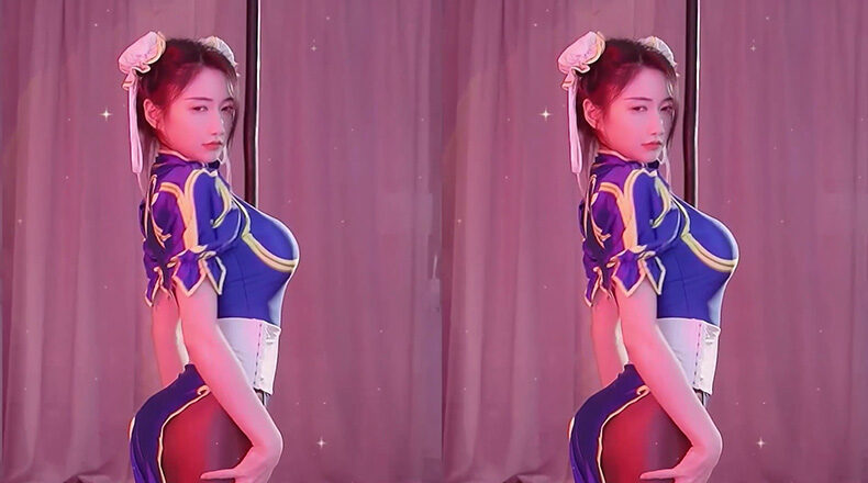 [主播]虎牙主播强徒坏空空懂猫猫cosplay春丽钢管舞2则