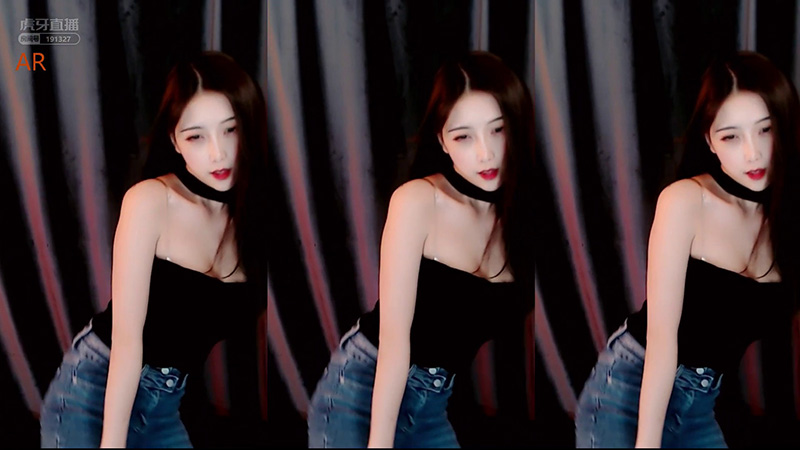 [主播]虎牙林软软黑色抹胸牛仔热舞